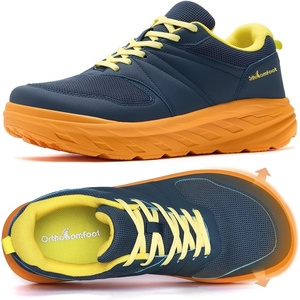 image:imageOrthoComfoot Mens Orthopedic Diabetic Wide Walking Shoes Comfortable Arch Support Plantar Fasciitis Sports Sneakers Casual Swollen Bunion Recovery Work Tennis Shoes for Foot and Heel Pain ReliefK3dark Blue