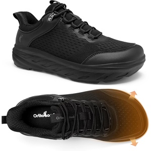 image:imageOrthoComfoot Mens Orthopedic Diabetic Wide Walking Shoes Comfortable Arch Support Sneakers for Plantar Fasciitis Flat Feet Neuropathy Foot Pain Relief Wide Toe Box for Casual Daily ComfortK1black