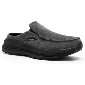 image:imageOrthoComfoot Mens Orthopedic SlipOn Loafers Walking Shoes Casual Comfortable Arch Support Slippers for Plantar Fasciitis Soft Canvas Orthotic Shoes for Foot and Heel Pain ReliefW2black