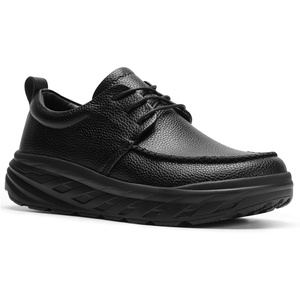 image:imageOrthoComfoot Mens Orthopedic Wide Leather Dress Walking Shoes Diabetic Plantar Fasciitis Arch Support Comfortable Sneakers Business Work Adjustable Fit Orthotic Casual Heel Foot Pain Relief OxfordsK1black
