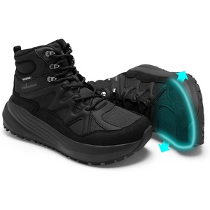 image:imageOrthoComfoot Mens Orthopedic Wide Waterproof Hiking Boots Comfortable Arch Support Plantar Fasciitis Ankle Support Mid Trekking Boots Orthotic Non Slip Trail Shoes for Foot amp Heel Pain ReliefBlack