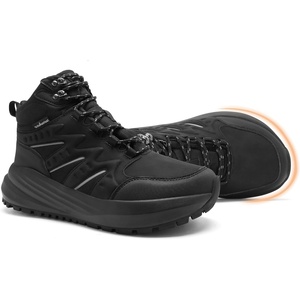 image:imageOrthoComfoot Mens Orthopedic Wide Waterproof Hiking Boots Comfortable Plantar Fasciitis Ankle Support Walking Shoes Casual Orthotic Non Slip Ankle Boots for Foot Heel Pain ReliefK1black
