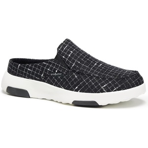 image:imageOrthoComfoot Womens Orthopedic SlipOn Loafers Walking Shoes Comfortable Arch Support Slippers for Plantar Fasciitis Casual Canvas Orthotic Mule Clogs for Foot Heel Pain ReliefW7 BlackWhite