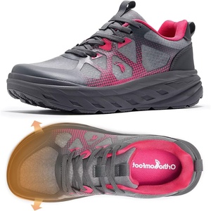 image:imageWomens Orthopedic Diabetic Wide Running Shoes Comfortable Casual Arch Support Plantar Fasciitis Orthotic Sneakers High Arch Swollen Work Tennis Sports Shoes for Foot and Heel Pain ReliefK2rose Red Gray