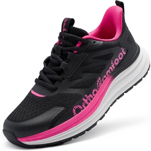 image:imageWomens Orthopedic Trail Running Shoes Comfortable Arch Support Plantar Fasciitis Orthotic Athletic Fashion Sneakers Flat Feet Casual Walking Hiking Tennis Shoes for Foot Heel and Pain ReliefW1black