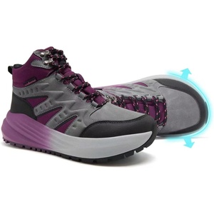 image:imageWomens Orthopedic Waterproof Hiking Boots Comfortable Wide Toe Box Plantar Fasciitis Arch Support Walking Sports Shoes Orthotic Diabetic Work Ankle Mid Boots for Feet and Heel Pain ReliefK1grey Rose Purple