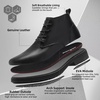 image:imageMens Orthopedic Leather Chukka Boots Comfortable Arch Support Plantar Fasciitis Tuxedo Dress Walking Ankle Mid Derby Boot Orthotics Flat Feet Casual Wingtip Oxford for Foot and Heel Pain ReliefW1black