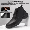 image:imageMens Orthopedic Leather Chukka Boots Comfortable Arch Support Plantar Fasciitis Tuxedo Dress Walking Ankle Mid Derby Boot Orthotics Flat Feet Casual Wingtip Oxford for Foot and Heel Pain ReliefW1black