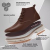 image:imageMens Orthopedic Leather Chukka Boots Comfortable Arch Support Plantar Fasciitis Tuxedo Dress Walking Ankle Mid Derby Boot Orthotics Flat Feet Casual Wingtip Oxford for Foot and Heel Pain ReliefW2dark Brown