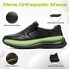 image:imageMens Orthopedic Leather Dress Walking Shoes Comfortable Orthotic Plantar Fasciitis Oxford Shoes with Arch Support Flat Feet Casual Business SlipOn Loafers for Foot and Heel Pain ReliefW1black