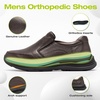 image:imageMens Orthopedic Leather Dress Walking Shoes Comfortable Orthotic Plantar Fasciitis Oxford Shoes with Arch Support Flat Feet Casual Business SlipOn Loafers for Foot and Heel Pain ReliefW2brown