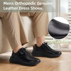 image:imageOrthoComfoot Mens Orthopedic Leather Dress Walking Shoes Comfortable Arch Support Business Work Oxfords for Plantar Fasciitis Orthotic Casual Thick Sole Sneakers for Foot and Heel Pain ReliefW1black