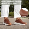 image:imageOrthoComfoot Mens Orthopedic Leather Dress Walking Shoes Comfortable Arch Support Business Work Oxfords for Plantar Fasciitis Orthotic Casual Thick Sole Sneakers for Foot and Heel Pain ReliefW2brown