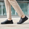 image:imageOrthoComfoot Mens Orthopedic Leather Dress Walking Shoes Comfortable Plantar Fasciitis Oxfords with Arch Support Business Diabetic SlipOn Loafers for Foot and Heel Pain ReliefW1black
