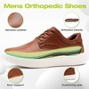 image:imageOrthoComfoot Mens Orthopedic Wide Leather Dress Walking Shoes Comfortable Arch Support Oxfords for Plantar Fasciitis Orthotic Casual Business Work Shoes for Foot and Heel Pain ReliefK2brown