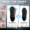 image:imageMens Orthopedic Trail Running Sneakers Wide Toe Box Arch Support Diabetic Hiking Walking Shoes Plantar Fasciitis amp Hammer Toes AllTerrain Outdoor Footwear for Foot amp Heel Pain ReliefK1black