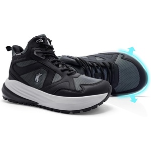 image:imageOrthoComfoot Mens Orthopedic Waterproof Hiking Boots Comfortable Wide Arch Support Plantar Fasciitis Relief Ankle Boots Orthotic Non Slip Outdoor Trekking amp Work Shoes for Foot amp Heel PainBlack