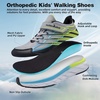 image:imageOrthoComfoot Kids Orthopedic Shoes for Boys and Girls Comfortable Plantar Fasciitis Arch Support Athletic Fashion Sneakers Orthotic Hook and Loop School Walking Shoes for Foot and Heel Pain ReliefW1grey