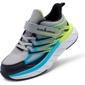 image:imageOrthoComfoot Kids Orthopedic Shoes for Boys and Girls Comfortable Plantar Fasciitis Arch Support Athletic Fashion Sneakers Orthotic Hook and Loop School Walking Shoes for Foot and Heel Pain ReliefW1grey