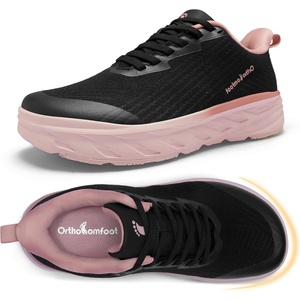 image:imageOrthoComfoot Womens Orthopedic Diabetic Wide Running Shoes Comfortable Casual Arch Support Plantar Fasciitis Fashion Sneakers High Arch Work Tennis Walking Shoes for Foot and Heel Pain ReliefK1black