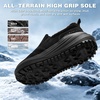 image:imageOrthoComfoot Mens Orthopedic Wide Winter Slippers with Arch Support Comfort Diabetic House Loafers for Plantar Fasciitis Fleece Lined Warm Orthotic Walking Shoes for Foot and Heel Pain ReliefK1black