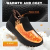 image:imageOrthoComfoot Mens Orthopedic Wide Winter Slippers with Arch Support Comfort Diabetic House Loafers for Plantar Fasciitis Fleece Lined Warm Orthotic Walking Shoes for Foot and Heel Pain ReliefK1black