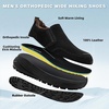 image:imageOrthoComfoot Mens Orthopedic Wide Winter Slippers with Arch Support Comfort Diabetic House Loafers for Plantar Fasciitis Fleece Lined Warm Orthotic Walking Shoes for Foot and Heel Pain ReliefK1black