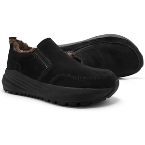 image:imageOrthoComfoot Mens Orthopedic Wide Winter Slippers with Arch Support Comfort Diabetic House Loafers for Plantar Fasciitis Fleece Lined Warm Orthotic Walking Shoes for Foot and Heel Pain ReliefK1black