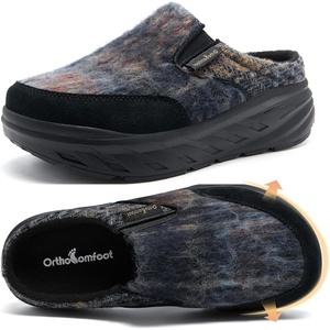 image:imageWomens Orthopedic Diabetic Wide Toe Box Winter Slippers Comfortable Winter Arch Support Slip On Loafers for Plantar Fasciitis Warm Casual Walking House Shoes for Foot amp Heel Pain ReliefK1navyBrown