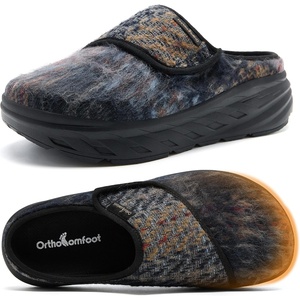 image:imageWomens Orthopedic Diabetic Wide Wide Toe Box Slip On Slippers Comfortable Arch Support for Plantar Fasciitis Ideal for Flat Feet Winter Warm Hook Winter Indoor Hook and Loop Walking ShoesK1navyBrown