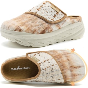 image:imageWomens Orthopedic Diabetic Wide Wide Toe Box Slip On Slippers Comfortable Arch Support for Plantar Fasciitis Ideal for Flat Feet Winter Warm Hook Winter Indoor Hook and Loop Walking ShoesK2brownBeige