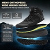 image:imageMens Orthopedic Wide Waterproof Hiking Boots Arch Support Orthotic Non Slip Trekking Trail Sports Shoes for Plantar Fasciitis Comfortable Diabetic Work Mid Ankle Flat Feet amp Foot Pain ReliefK1black