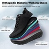 image:imageWomens Orthopedic Diabetic Walking Shoes Wide Toe Box Arch Support Plantar Fasciitis Fashion Sneakers Comfortable Casual Orthotic High Arch Swollen Feet Work Shoes for Ankle and Heel PainK1 Black