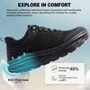 image:imageWomens Orthopedic Diabetic Walking Shoes Wide Toe Box Arch Support Plantar Fasciitis Fashion Sneakers Comfortable Casual Orthotic High Arch Swollen Feet Work Shoes for Ankle and Heel PainK1 Black