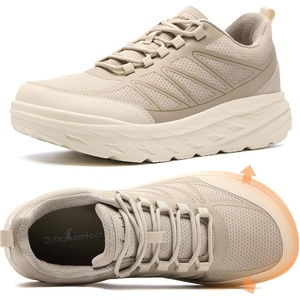 image:imageWomens Orthopedic Diabetic Walking Shoes Wide Toe Box Arch Support Plantar Fasciitis Fashion Sneakers Comfortable Casual Orthotic High Arch Swollen Feet Work Shoes for Ankle and Heel PainK2beige1