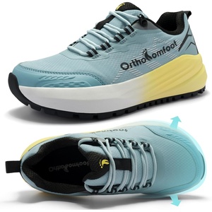 image:imageWomens Wide Orthopedic Trail Running Shoes Comfortable Diabetic Arch Support Non Slip Hiking Athletic Sneakers Plantar Fasciitis Flat Feet Standing Work Walking Shoes for Foot and Heel Pain ReliefK2light Blue